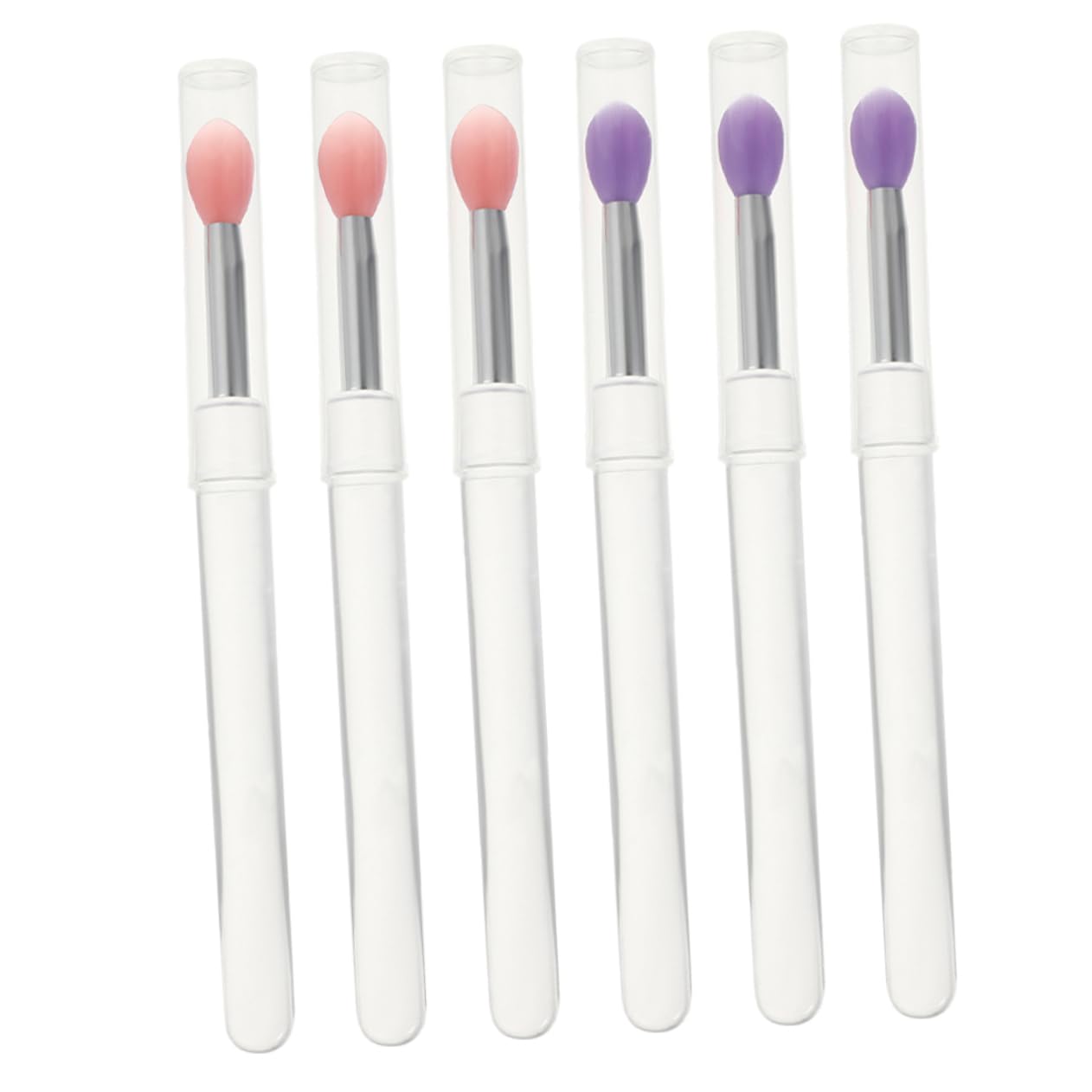 Baluue Professional Silicone Lip Mask Brush 6pcs Set with Caps for Eye Shadow Lip Makeup
