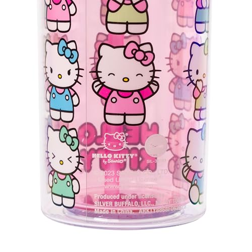 Image of Silver Buffalo Sanrio Hello Kitty Expressions Poses Plastic Cold Cup with Lid and Straw, 20 Ounces