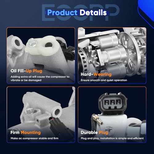 Image of ECCPP AC Compressor 2016-2022 for Honda Civic for Honda CR-V 1.5L | Fast Cooling AC Compressor with Clutch