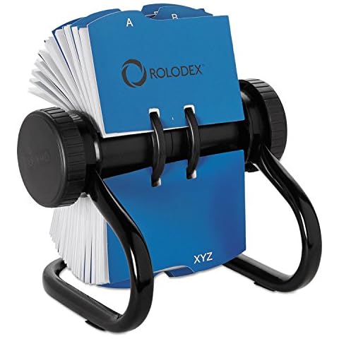 Rolodex 67236 Open Rotary Business Card File w/24 Guides Black Cover