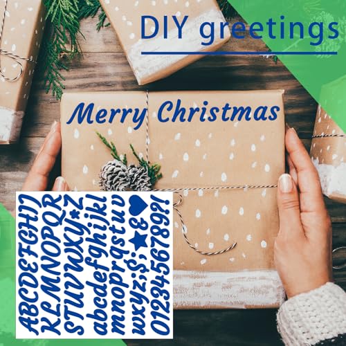 Image of 730 Pieces 10 Sheets Letter Stickers,Self Adhesive Waterproof Mailbox Numbers Stickers,Alphabet Decals for DIY,Bulletin Board,Window,Door,Sign,Bike,Car,Laptop,Scrapbook (Blue, 1 Inch)