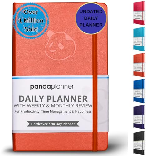 Panda Planner Classic A5 Daily Planner 2026 – Undated Quarterly Productivity Planner with Hourly Schedule, To Do List, Daily Journal, Goal Planner, Habit Tracker & Gratitude Organizer for Home/Office – Orange