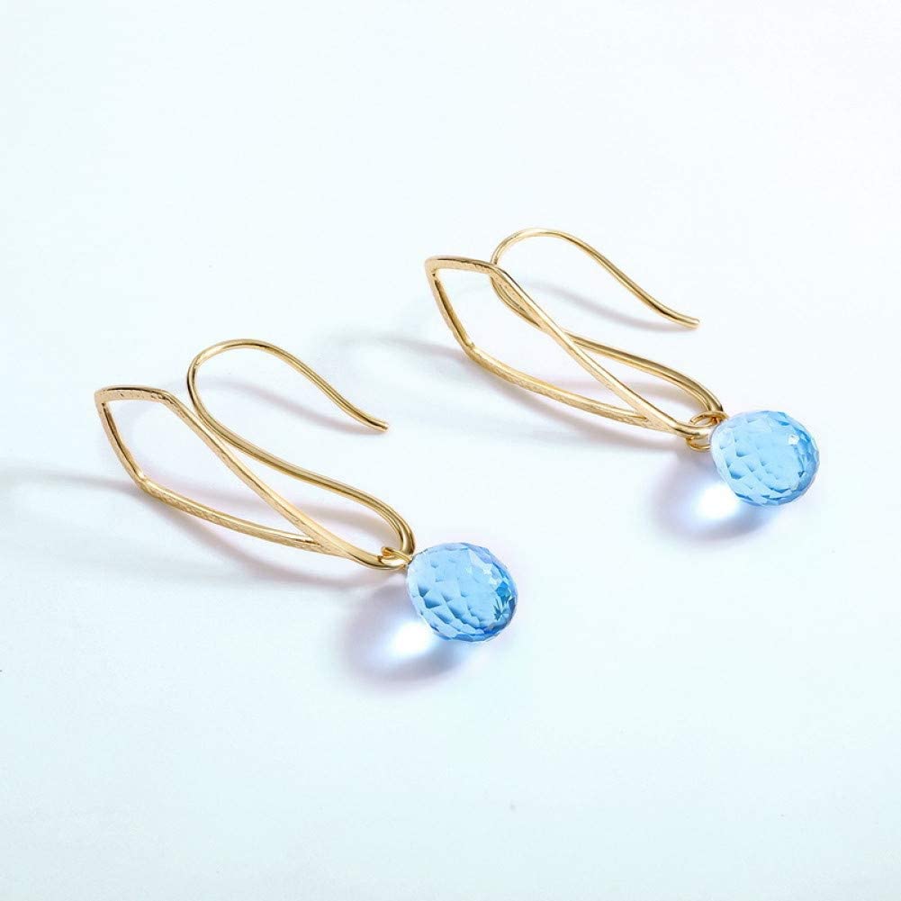 Ohrringe für Damen, Sterlingsilber, Persönlichkeit, hohl, vergoldet, blauer Kristall, glänzend, Anhänger, Ohrlinien