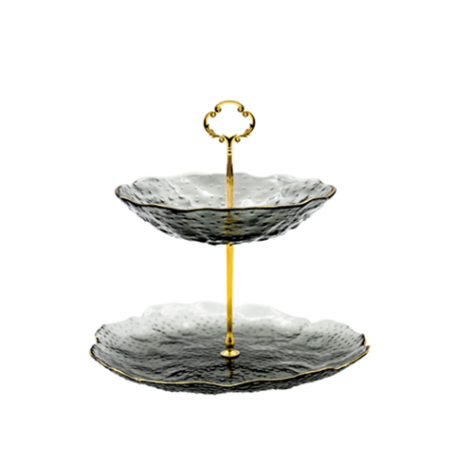 Postres Soporte Escalonado para Servir postres de Vidrio Transparente Soporte para Pasteles con luz de Poste Dorado Bandeja de Torre de Aperitivos de Frutas de Lujo para Fiesta de té Boda Frutos