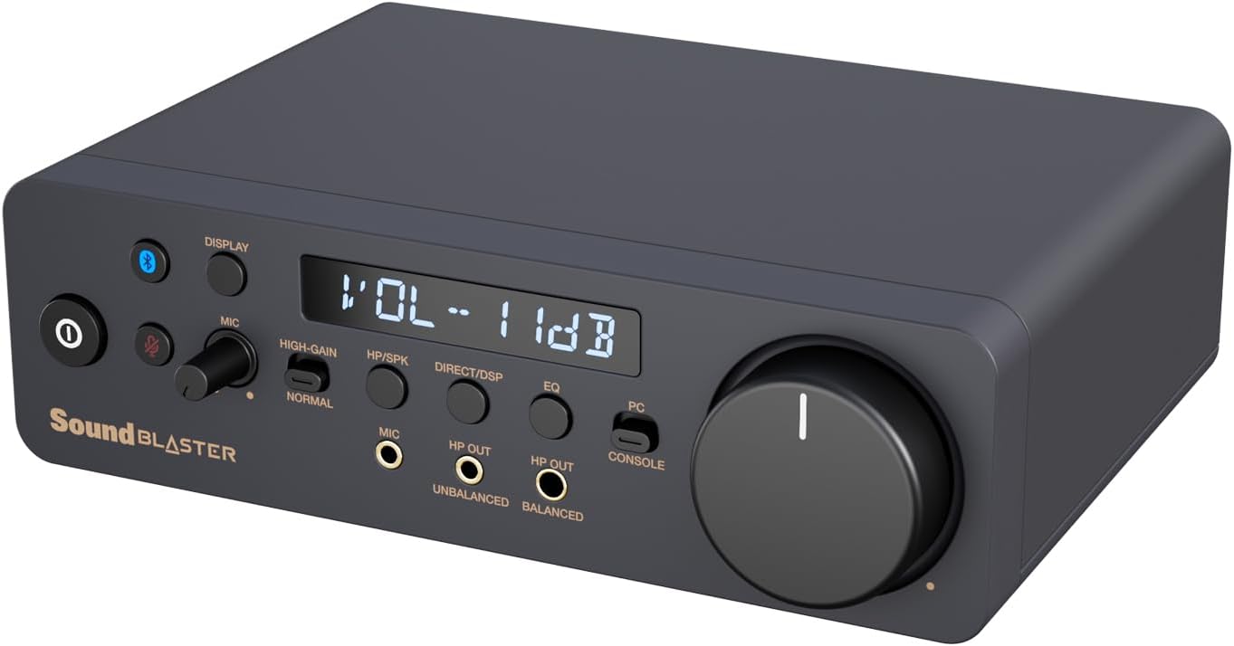 Creative Sound Blaster X5 Hi-res 32bit/384kHz External USB DAC with Fully Balanced Xamp Headphone Bi-amp, Bluetooth Receiver, RCA in/-Out, TOSLINK Optical in/-Out, Mic-in, Headset-in for Audiophiles