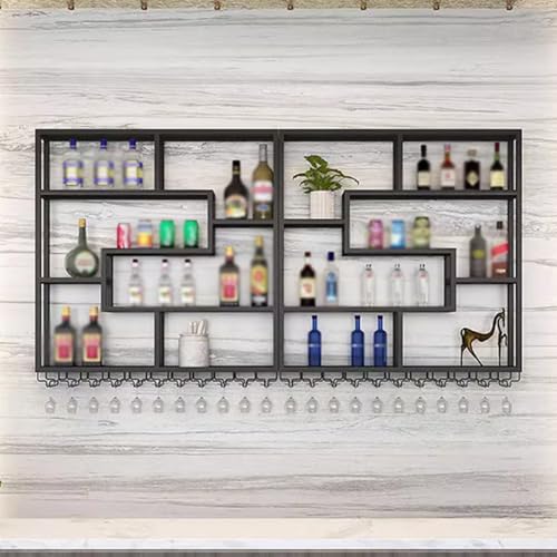 Soporte para botellas de vino metálico montado en pared dorado miniatura 3
