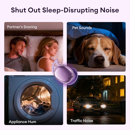 Image of PAXA Invisible Sleep Earbuds for Side Sleepers, Small Earbuds | Bluetooth 6.0 Sleep Headphones with Soft Silicone Tips, Mini Earbuds for Sleeping, Snoring Noise Isolation, S13 Purple