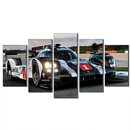 Tableau Porsche 919 Hybride 5 panneaux en toile imprimee de qualite avec cadre