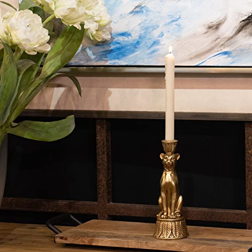 Candle Stick Holder Table Decor - Leopard Resin Modern Golden Candlestick Holder Coffee Table Decor Gold Candle Stand For Living Room 3.25 X 3.25 X 9.25 Inch Guichifun #TOP4
