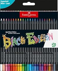 Faber-Castell 116424 Black Edition Set di 24 Matite Colorate, Resistenti alla Rottura e con Impugnatura Ergonomica, Valigetta Colori per Colorare su Carta Chiara e Scura