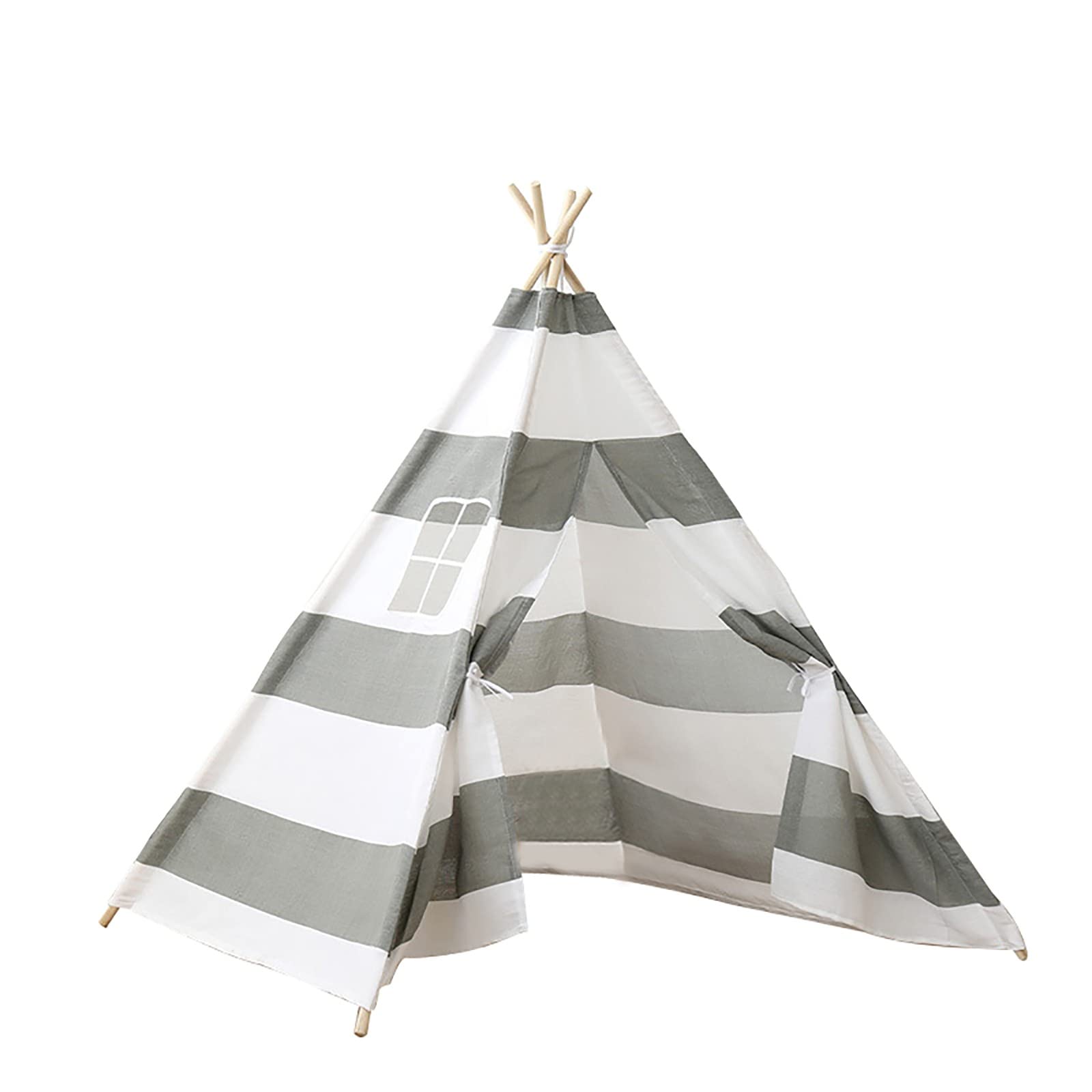 Putentfun Kids Teepee Tent with Window & Color Flag &Carry Bag,Teepee Tent for Kids,Portable Foldable Children Play Tents Indoor Outdoor,Stripe Canvas Playhouse Toy,Toddler Tents for Girls & Boys — image 1