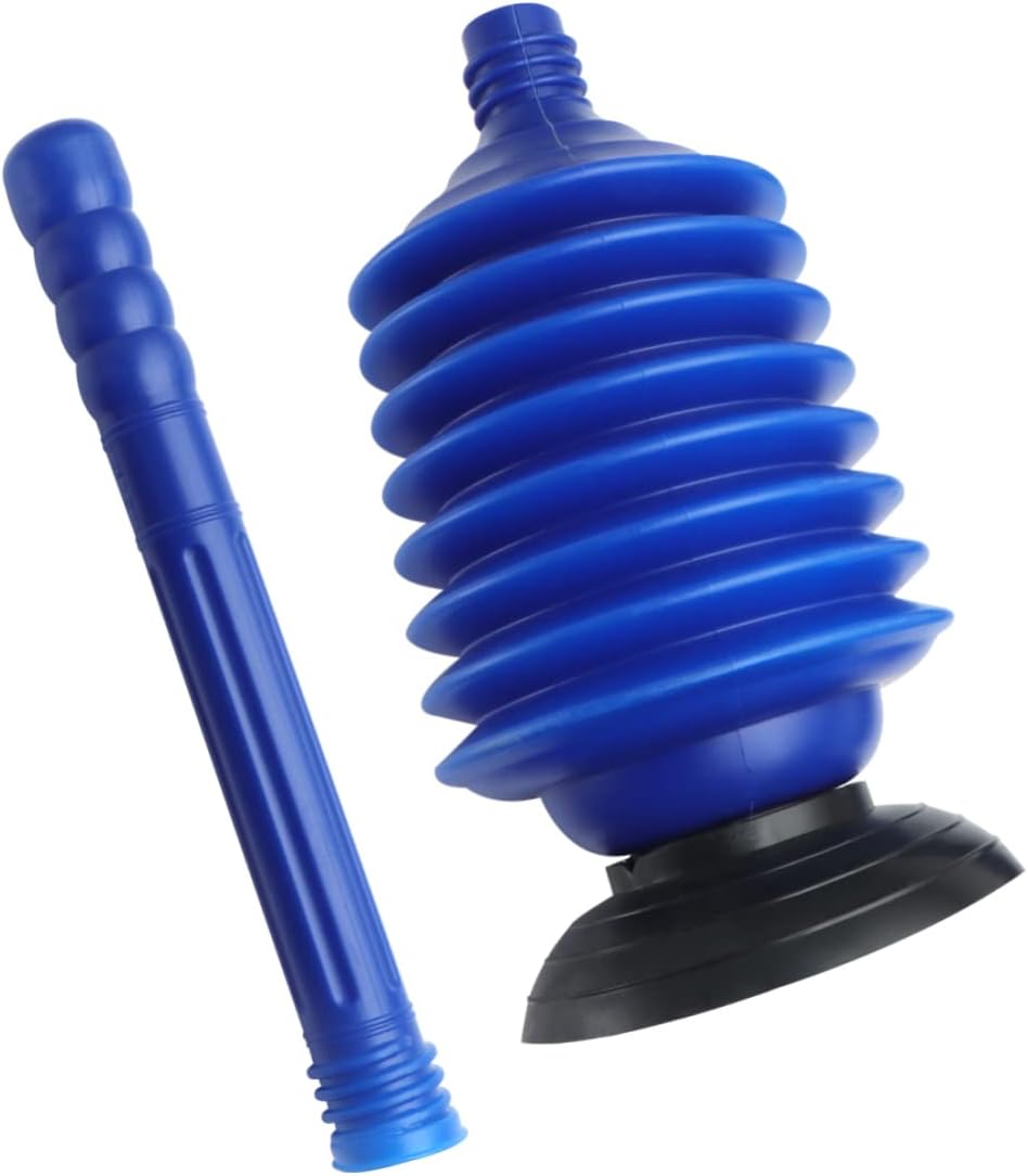 High Pressure Toilet Plunger for Bathroom Professional Accordion Design for Clog Removal Ergonomic Handle Use Blue