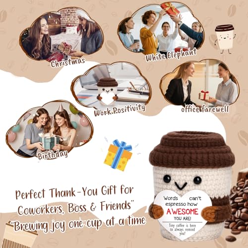 Birthday Gift for Women Christmas Positive Crochet Coffee Cup Cheer Up Gift - Image 5