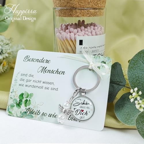 Happirra Geschenke für Frauen Freundin, Geburtstagsgeschenk für Frauen, Schutzengel Schlüsselanhänger Beste Freundin Geschenke, Kleine Weihnachtsgeschenke Frauen Freundin- Schön dass es Dich gibt