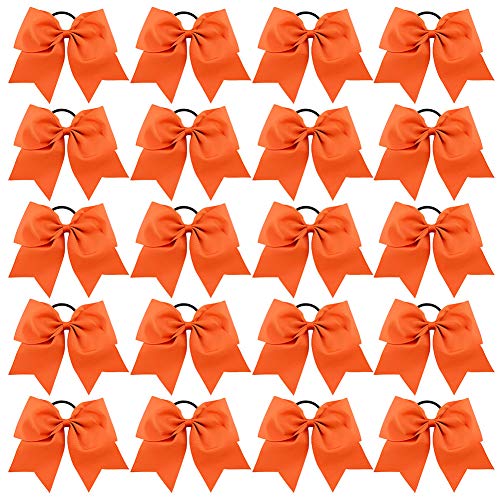 8" Large Solid Bow Hairpin Girls Bows With Rope Hair Bows 20Pcs (Orange)