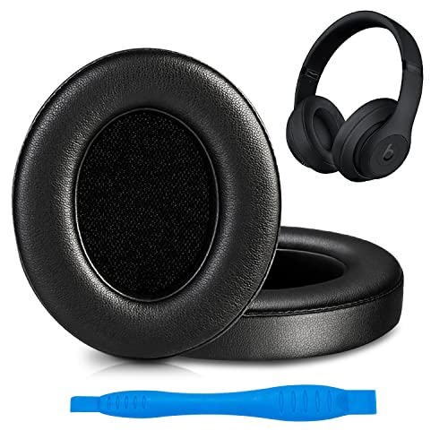 Premium Replacement Earpads for Beats Studio Headphones, Slow Rebound Sponge&Soft Protein Leather Cushions Compatible with Beats Studio 2/3 and Studio Wired (Black)