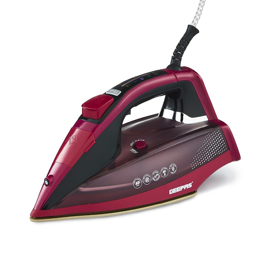 GEEPASSteam Iron with LED Display | Clothes Dry & Steam Press | 40s Fast Heat-Up Vertical Steaming | Ceramic Soleplate Adjustable Temperature | 350ml Tank 0.5g/Steam Output | 2 Year Warranty 2400W
