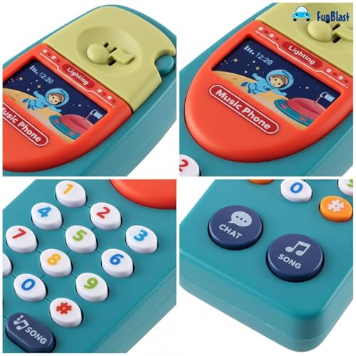 Image of FunBlast Cartoon Musical Mobile Phone for Kids, Mobile with Light & Sound Toys for Babies | Educational Toys for Kids 3+ Years /Boys /Girls-1 Unit (LightBlue-B)