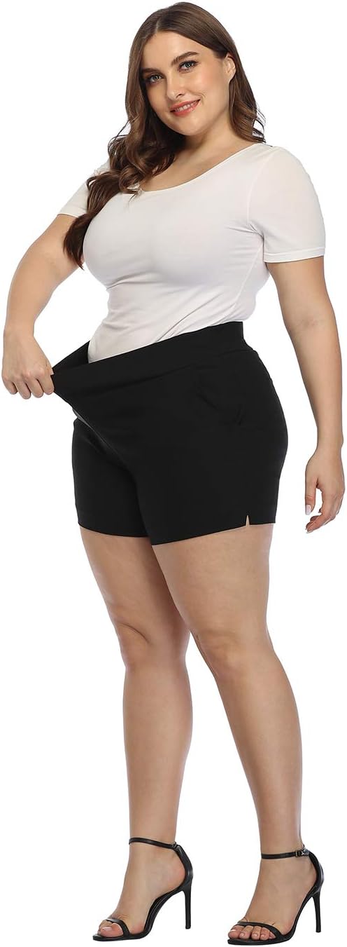 HDE Women's Plus Size Chino Shorts High Waisted 4" Inseam Summer Casual Shorts - Image 6