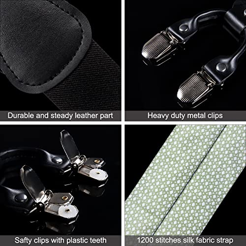 Image of DiBanGu Paisley Bow Tie and Supenders for Men Tuxedo Heavy Duty 6 Clips Suspender Adjustable Y-Shape Mens Trouser Braces