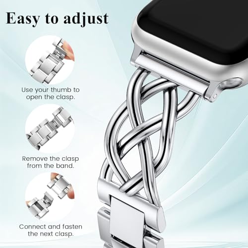 Image of TOYOUTHS Dressy Bracelet Compatible with Apple Watch Bands 38 /40 /41 /42 /44 /45 /46 /49mm Women, Celtic Stainless Steel Metal Fancy Nice Pretty Strap for iWatch Series 11 10 9 8 7 6 5 4 Ultra /SE 3 2 1