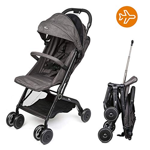 Sillas de paseo - amzdeal Sillita compacta y deportiva, de 0 meses a 20 kg, respaldo reclinable, compatible con capazo blando, fácil de plegar con una mano, negro
