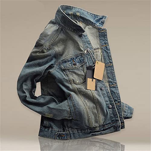 Kelsiop Spring And Autumn Retro Elderly Men's Denim Coat Youth Slim Coat Stretch Jacket3