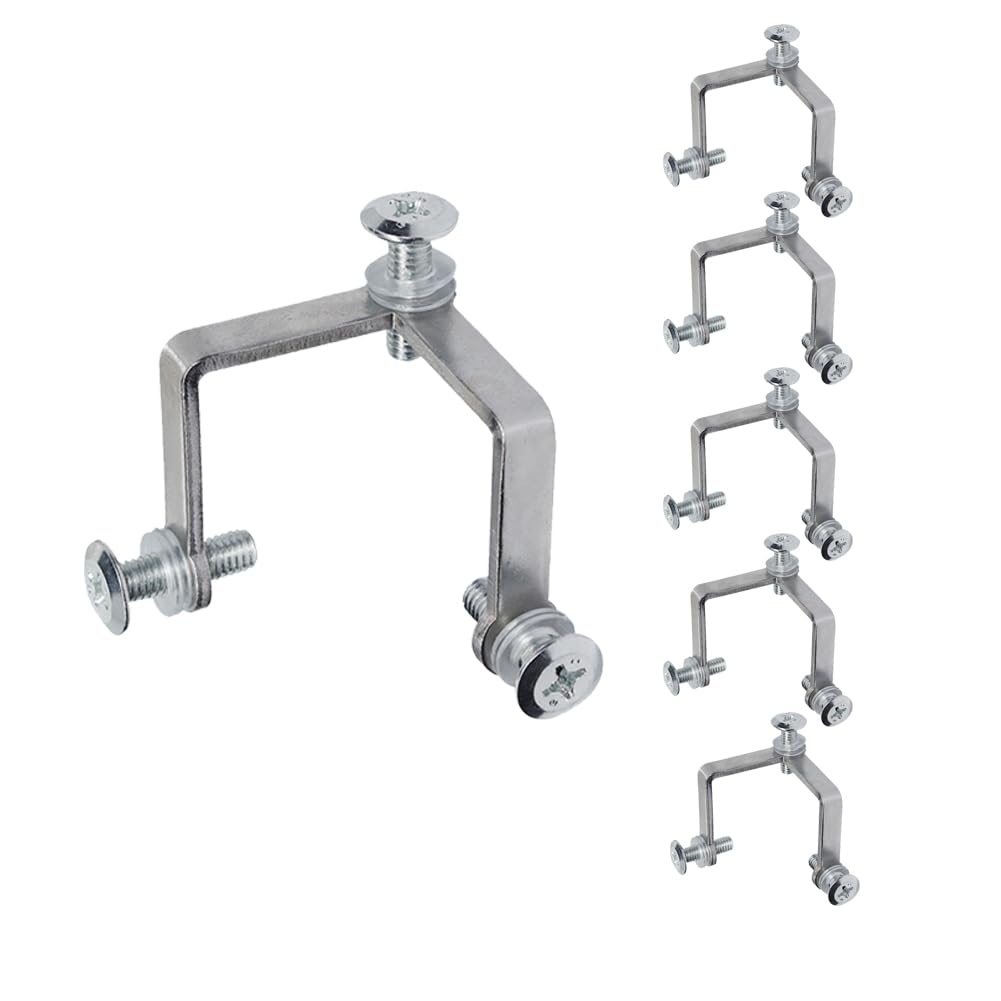Lokatall Silver 6Pcs Rimless Glass Clamp Bracket Adjustable Glass Clamp Holders, Screen Partition Clips, Balustrade Glass Brackets For Display Case Glass, Fish Tank, Balustrade Glass Office Partitions