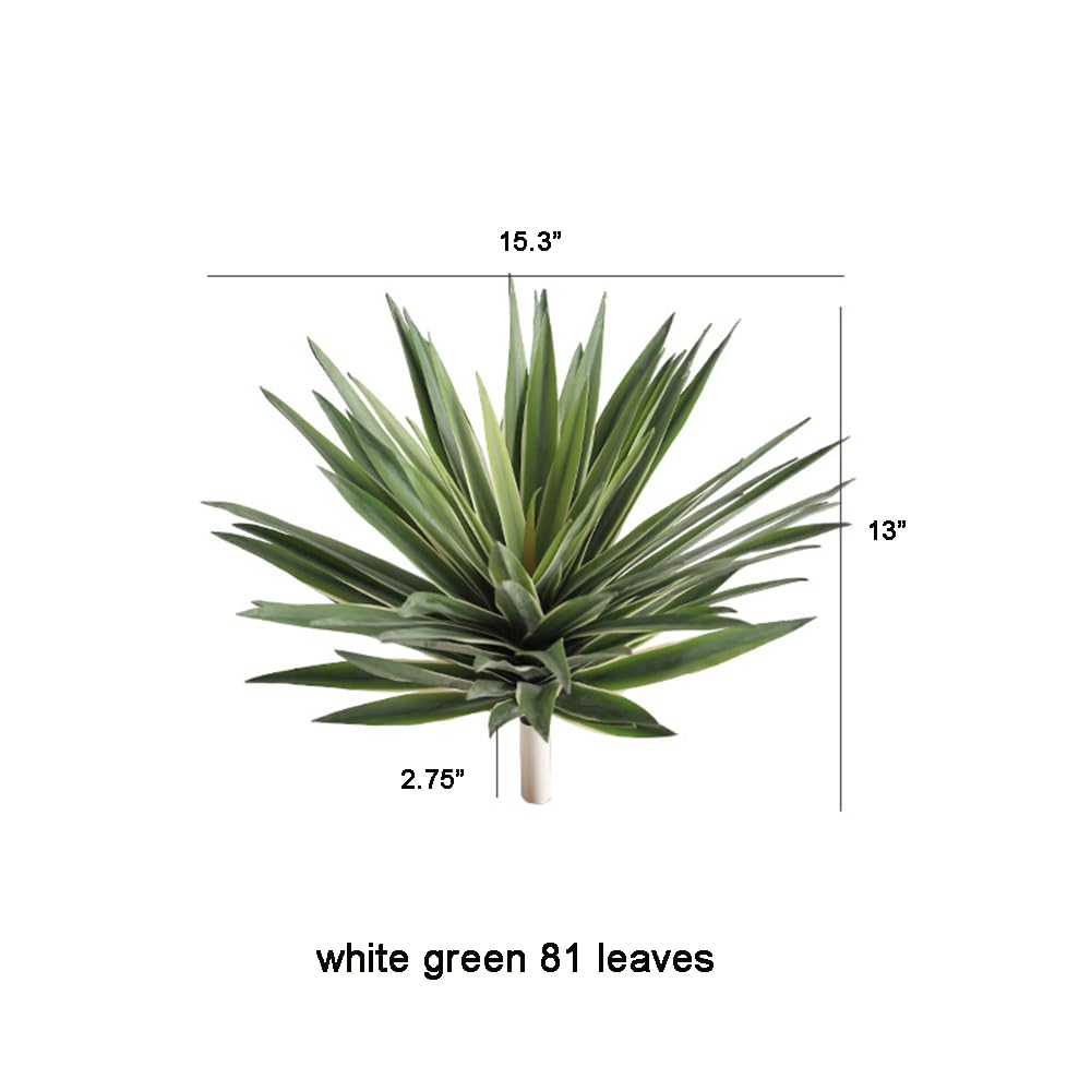 Artificial Plants Fake Agave Succulent Plant Big Size Faux Agave Angustifolia Succulents Stems for Indoor Outdoor Realistic & Natural Home Decor Plants for Office Perfect Housewarming Gift (White, s)
