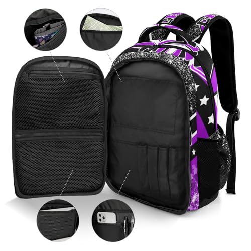 Waterproof Cheer Backpack Personalized Cheerleader Backpack for Sport Training Competition Gift(Purple)4