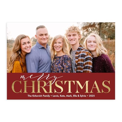 Let's Make Memories Personalized Photo Christmas Cards with Envelopes - Premium Quality - 5x7-2025 Holiday Cards & White Envelopes - Gilded Banner - 15 ct