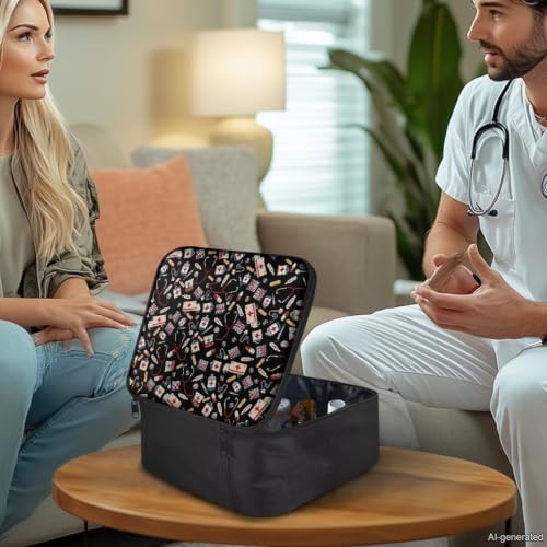 Image of Gomyblomy Black First Aid Bag Empty for Home Cars Travel Medical Emergency Kit Lightweight Medicine Bags Storage Pouch Organizer for First Aid Supplies Medium Size