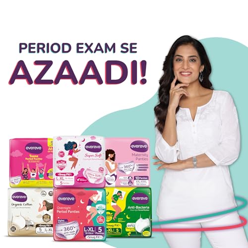 Image of Evereve Organic Cotton Period Panty for Girls & Women, (M-L), 10 Pcs, 360 Degree Overnight Coverage, 100% Natural Comfort, High Absorbency for Heavy Flow, Maternity Postpartum Disposable Panty