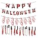 Ruiqas Krwawy baner, halloweenowa flaga horroru dekoracje z krwistymi rękami broń stóp dla zombie wampirów przyjęcie straszne nawiedzone dekoracje domu
