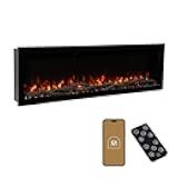Highmark 60 Inch Smart Linear Electric Fireplace - Premium Flame with 10 Colors, Sleek Hidden Vent Design, Install Recessed in-Wall or Wall-Mount, WiFi Enabled.