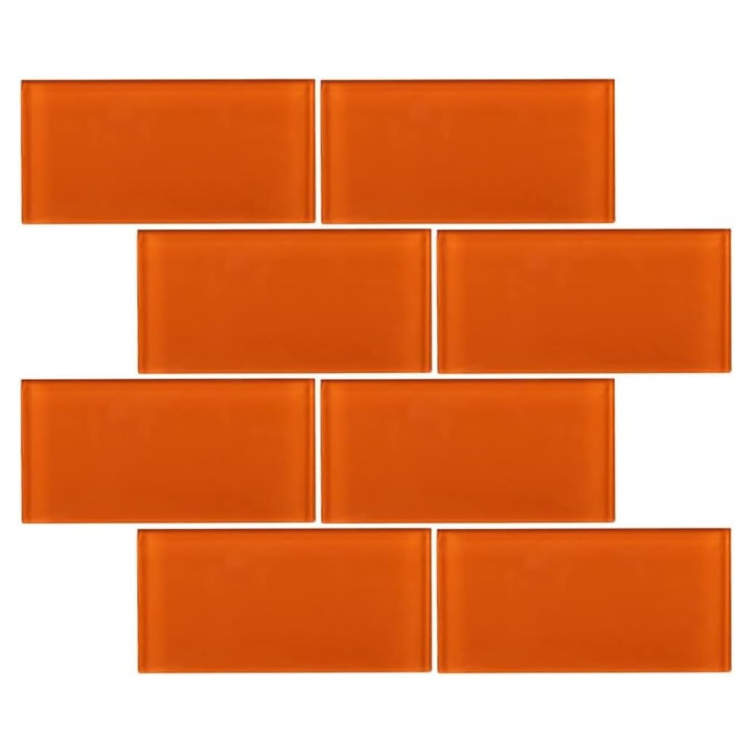 Glossy Orange Subway Glass Wall Tile – 1 Sq.ft. Modern Polished Backsplash Tile for Kitchen Walls, Bathroom Showers, Accent Walls, Fireplace Surrounds, and Décor