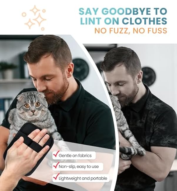 Pet Hair Removal Glove for Cats & Dogs, Electrostatic Fur & Lint Remover for Clothes, Couches, Carpets & Car Seats, Reusable Fur Removal Tool, Upgraded Non?Slip Pet Hair Remover, 1-Pack-4Mpj1XqM