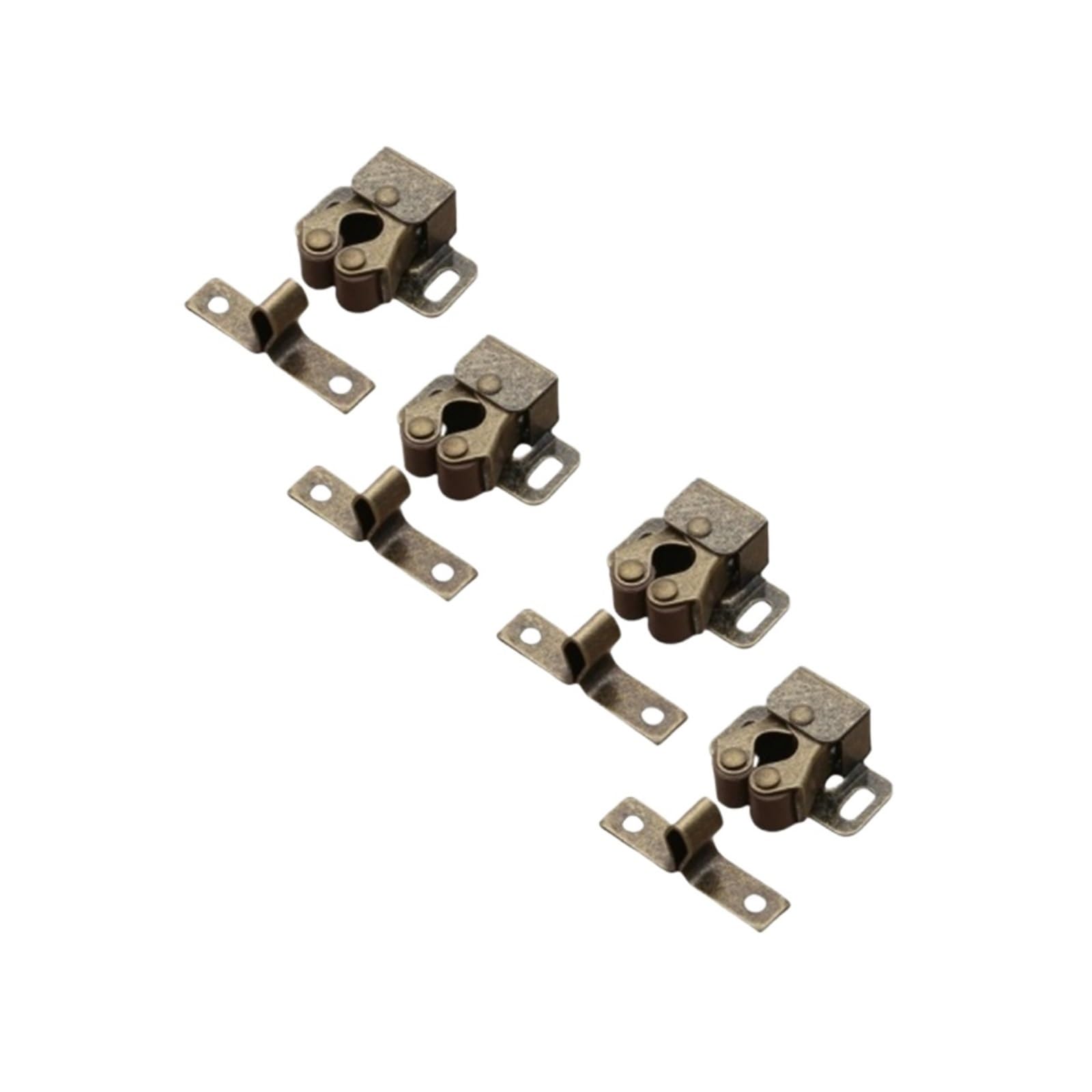 10 Sets Press Wardrobe Door Buckle Cabinet Latches Double Roller Catch Hardware for Furniture,Cupboard,Drawers,Closet for Furniture(Bronze)