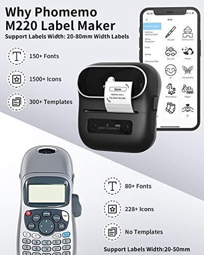 Phomemo M220 Label Maker, Label Makers Upgrade,3.14 Inch Portable Thermal Printer Support 20-80Mm Width Label,Bluetooth Label Maker thumb #8