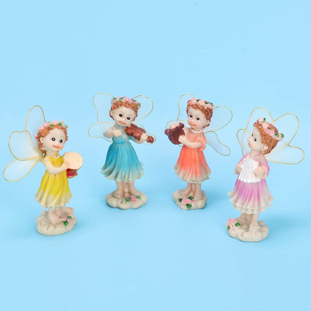 Restokki Garden Figurines Garden Statue Outdoor Decor, 4pcs Lovely Resin Garden Simulation Fairy Ornament, Yard Statues Landscape Decoration