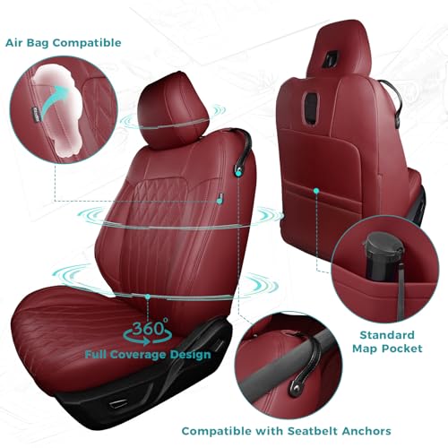 Image of Custom Fit Seat Covers for Ford Mustang Coupe 2015-2025, WineRed