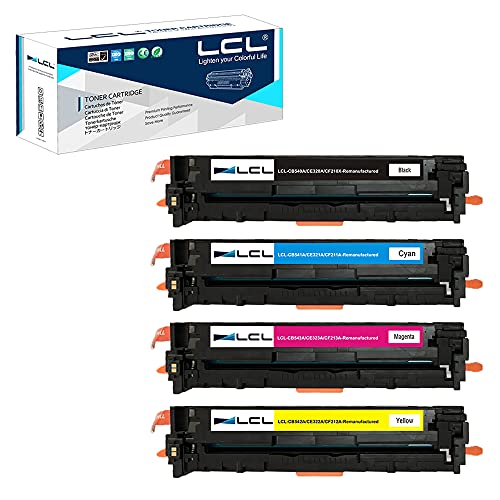 LCL Remanufactured Toner Cartridge Replacement for HP 128A CE320A CE321A CE322A CE323A CM1415fn CM1410fnw CM1415fnw CP1522n CP1523n CP1525N CP1525NW (4-Pack Black Cyan Magenta Yellow)