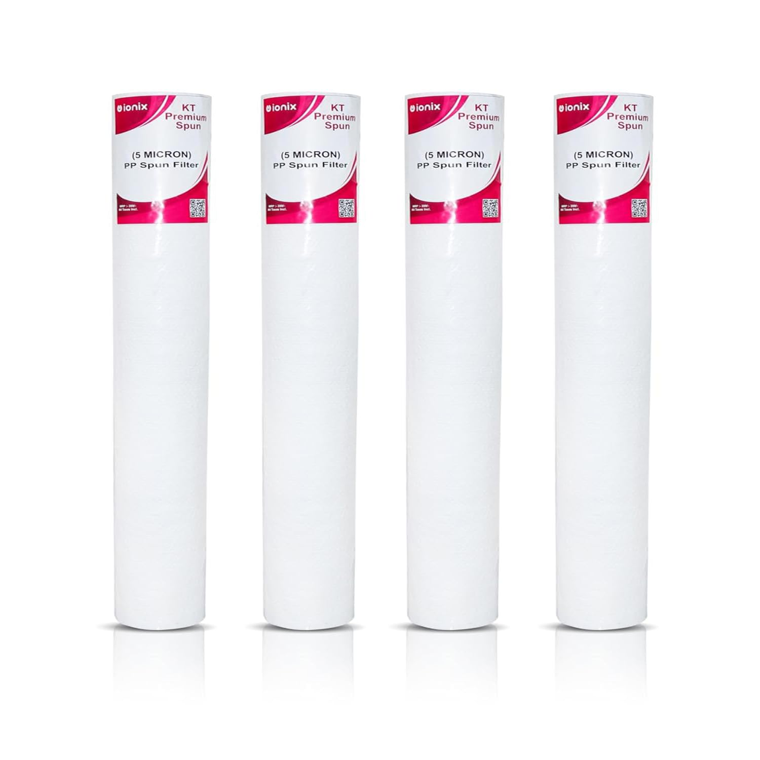 ionix 4 pieces heavy dotted 20 x 2.5 pp spun filter cartridge 5 micron, spun filter 20 inch slim size for pre filters commercial siz pp spun, pack of 4