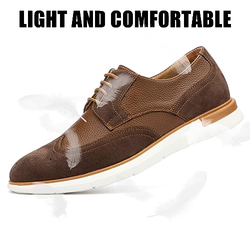 JITAI Men's Casual Oxford Dress Shoes Classic Modern Business Lace-up Wingtip Shoes4
