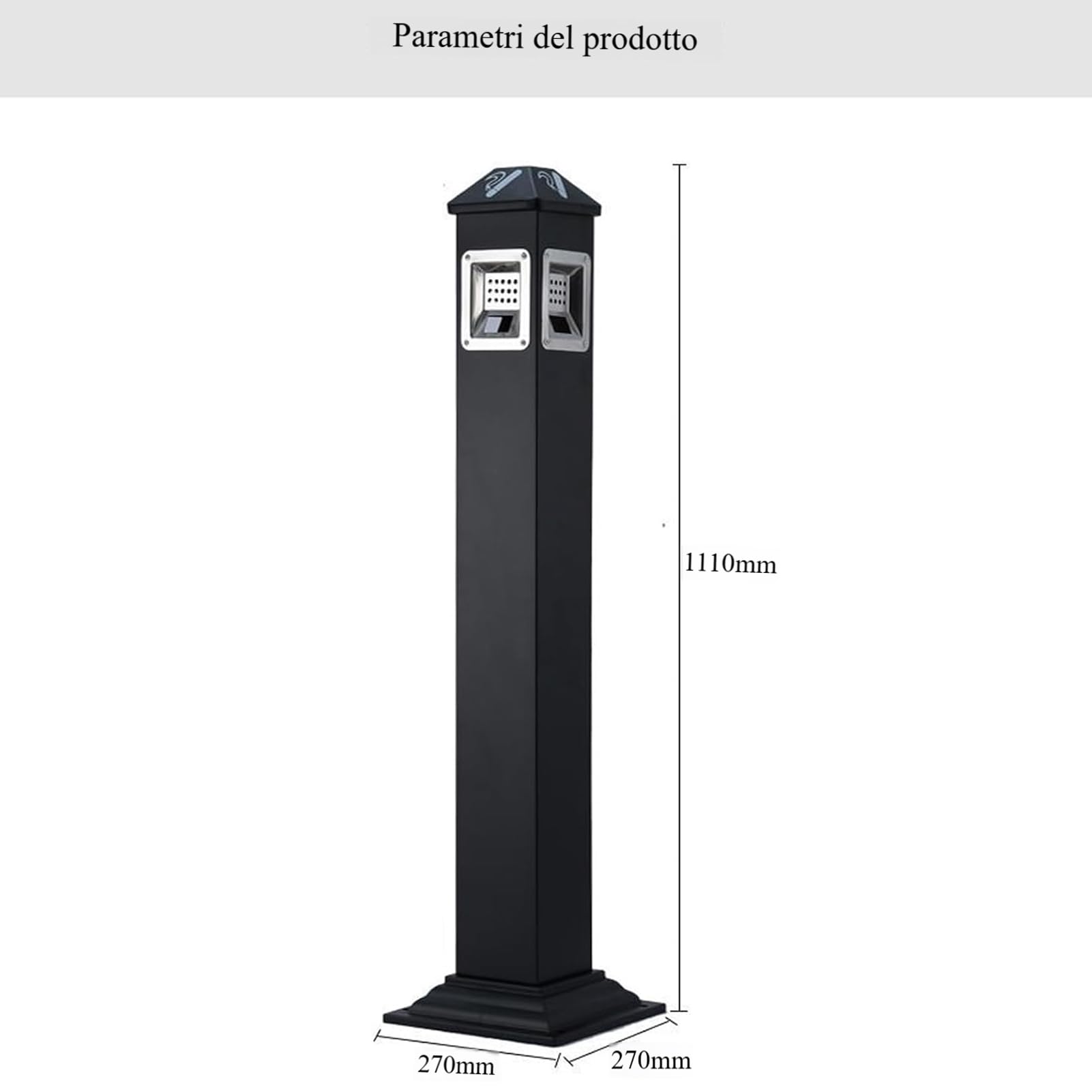 Portacenere da esterno in acciaio inossidabile con secchio interno – Design moderno per giardini, terrazze, pub, uffici e uso domestico (base fissabile)