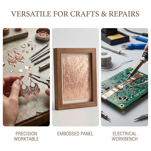 Image of Copper Sheet for Crafting and Electrical Projects - 0.02mm x 100mm x 2m Copper Foil and Metal Plate for DIY, House Repair, Decoration