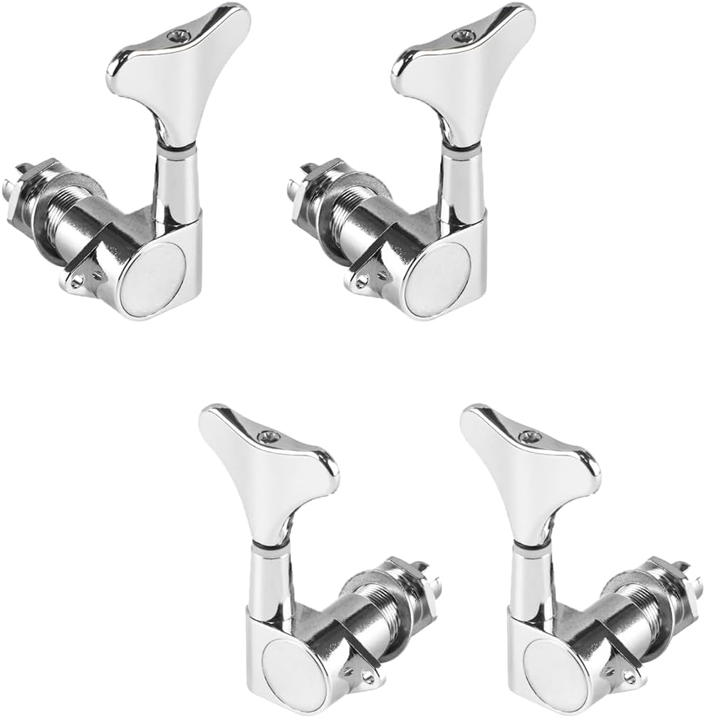 2 Left 2 Right Inline Sealed Bass Tuners Tuning Pegs Keys Machine Heads Set for Precison Bass or Jazz Bass (Chrome)