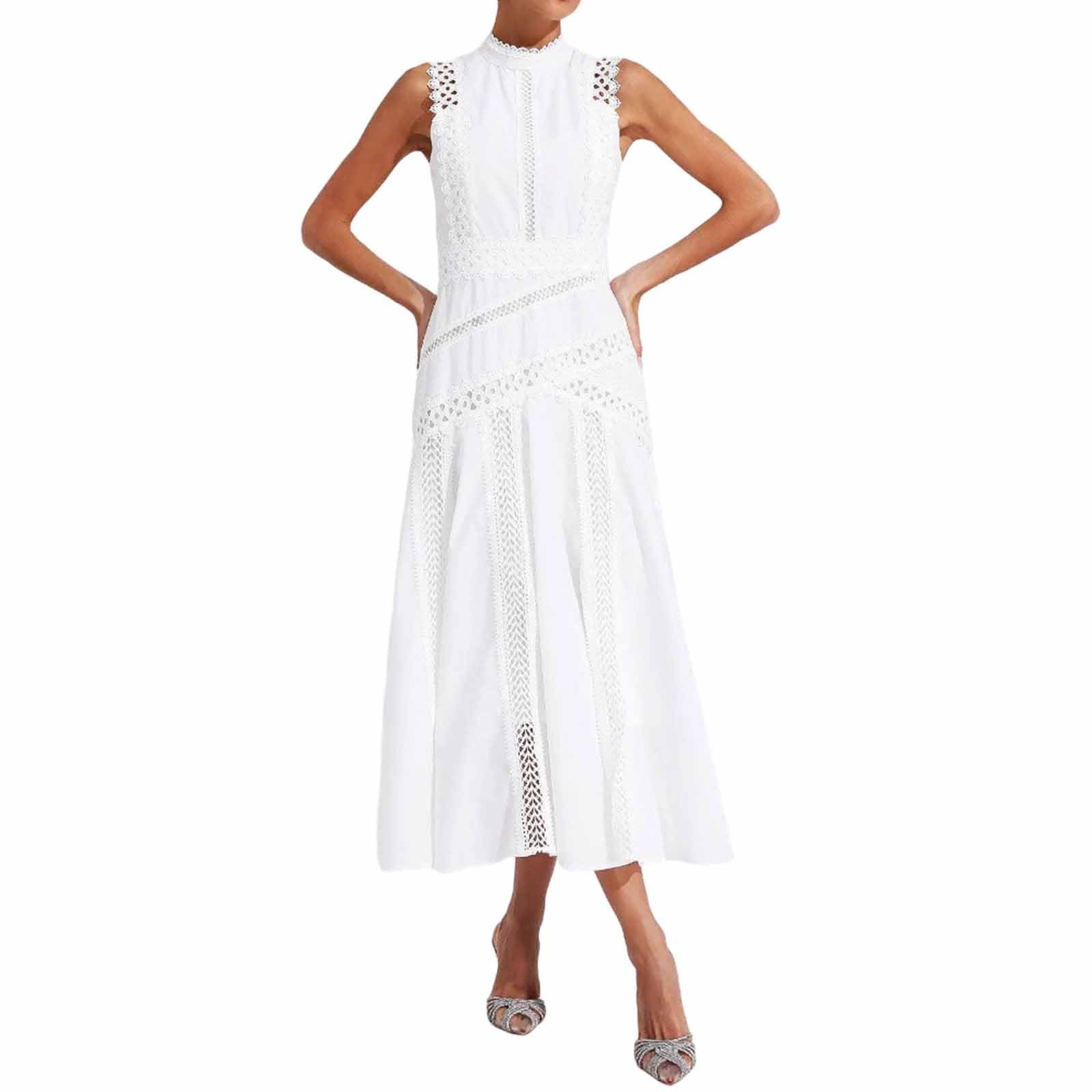 Generico Vestito Estivo Donna Senza Maniche,Abito Casual Senza Maniche con Stampa Floreale E Spacco Frontale con Laccetti Ideale per Feste Estive E per Tutti I Giorni