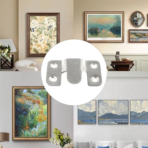 Image of 4 Pairs Flush Mount Bracket, Stainless Steel Headboard Wall Mounting Brackets, 54x30mm Interlocking Furniture Connector for Large Picture Hanging and Sectional Couch Connectors, Large