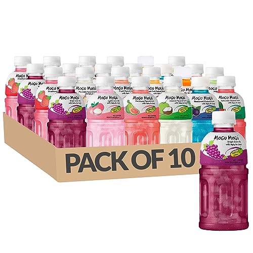 MOGU MOGU Real Fruit Juice with Nata De Coco 320ml | Random Flavours Selected (10 Bottles (Any Random))